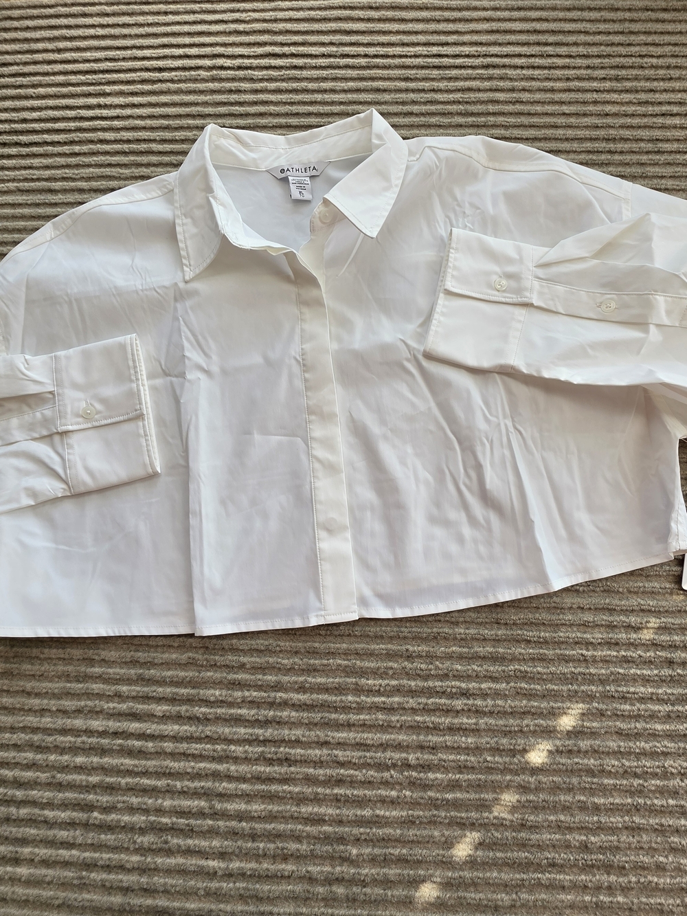 Athleta Midday Ultra Cropped Button Down Shirt White Women's XL NWT